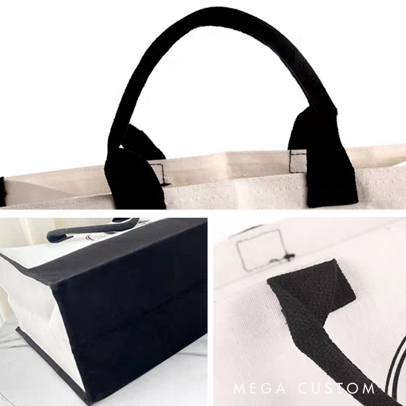 Personalized Teacher Name Fashion Bow Design Cotton Canvas Patchwork Tote Bag