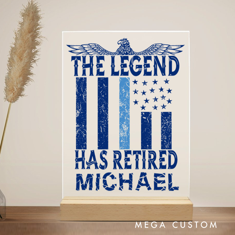Personalized Policeman Desk Name Plate the Legend has Retired Appreciation Gift for Police officer