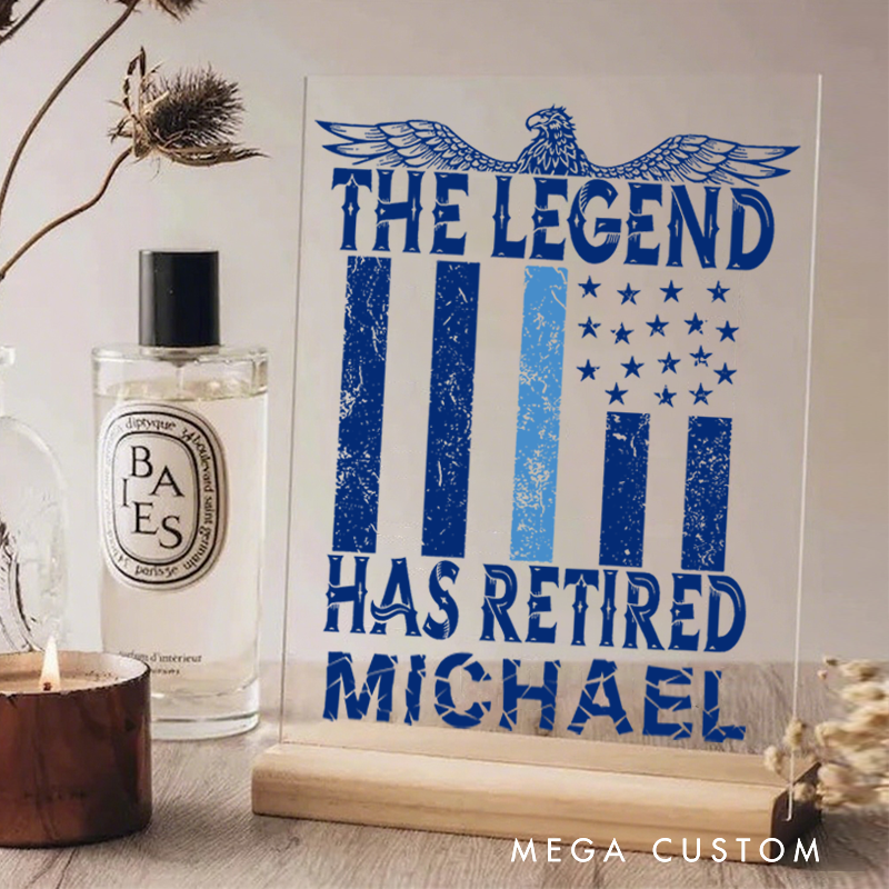 Personalized Policeman Desk Name Plate the Legend has Retired Appreciation Gift for Police officer