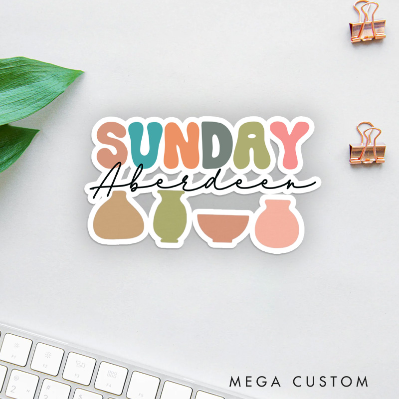 Personalized Sunday Pottery Sticker Funny Stickers Pottery Stickers with Name for Pottery Lovers Gift Clay Lover Gift