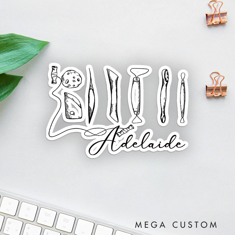 Personalized Pottery Tools Sticker Pottery Stickers with Name for Pottery Lovers Gift Clay Lover Gift