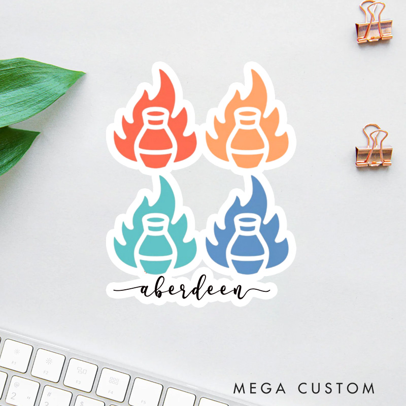 Personalized Flames with Pottery Jars Sticker Pottery Lover Stickers for Pottery Lovers Gift Clay Lover Gift Ceramic Lover Gift
