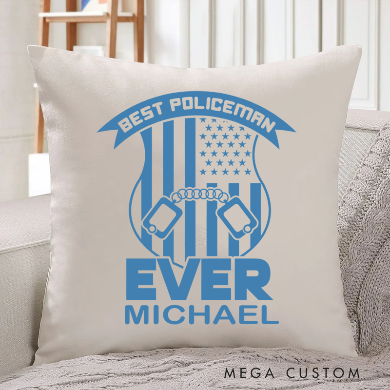 Personalized Policeman Pillow Best Policeman Ever Throw Pillow Appreciation Gift for Police Officer