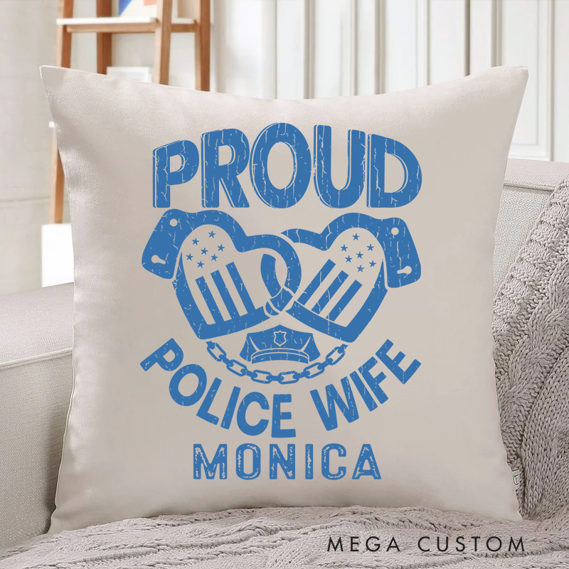Personalized Policeman Pillow Proud Police Wife Appreciation Gift for Police Officer