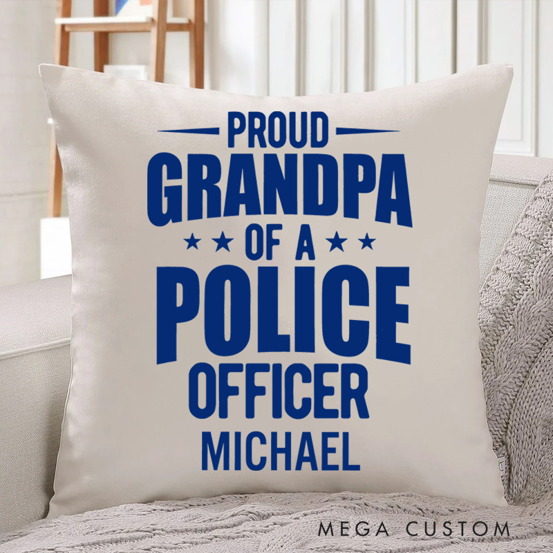 Personalized Policeman Pillow Proud Grandpa of a Police Officer Proud Design Gift for Police Officer
