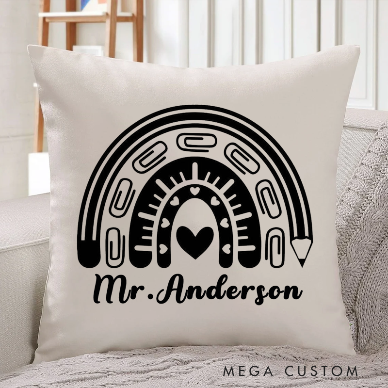 Personalized Teachers Pillow Rainbow Shape Throw Pillow Perfect Appreciation Gift for Teachers