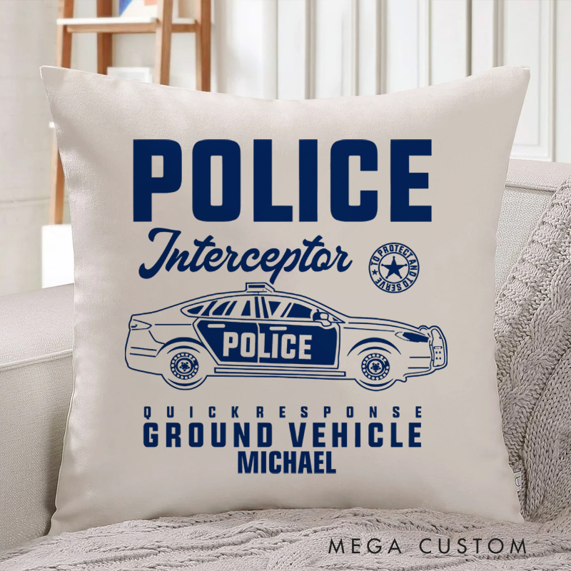 Personalized Policeman Pillow Police Interceptor Quick Response Ground Vehicle Interceptor Design Appreciation Gift for Policeman