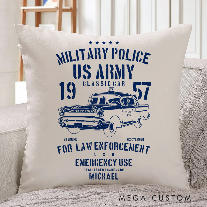 Personalized Policeman Pillow Military Police US Army 1957 for Law Enforcement Emergency Design Appreciation Gift for Policeman