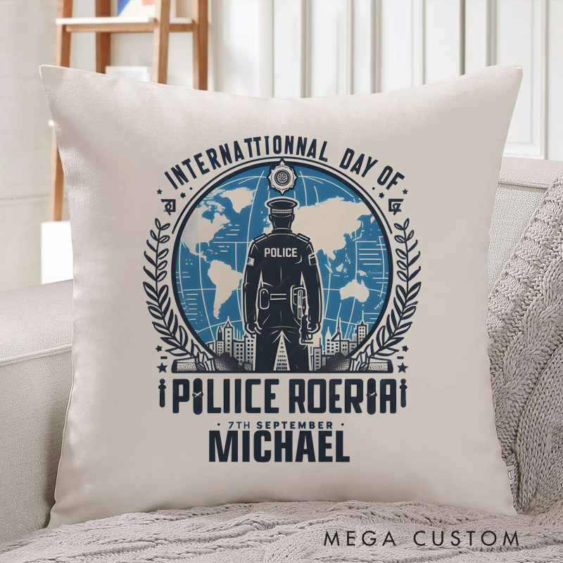 Personalized Policeman Pillow International Day of Police September Seven Appreciation Gift for Policeman