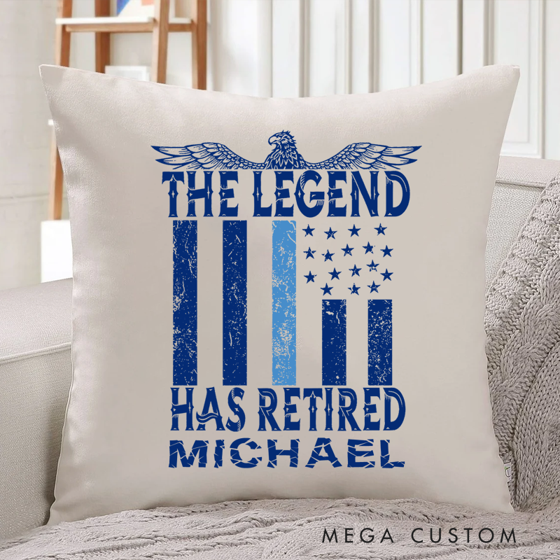 Personalized Policeman Pillow the Legend has Retired Throw Pillow Appreciation Gift for Police Officer