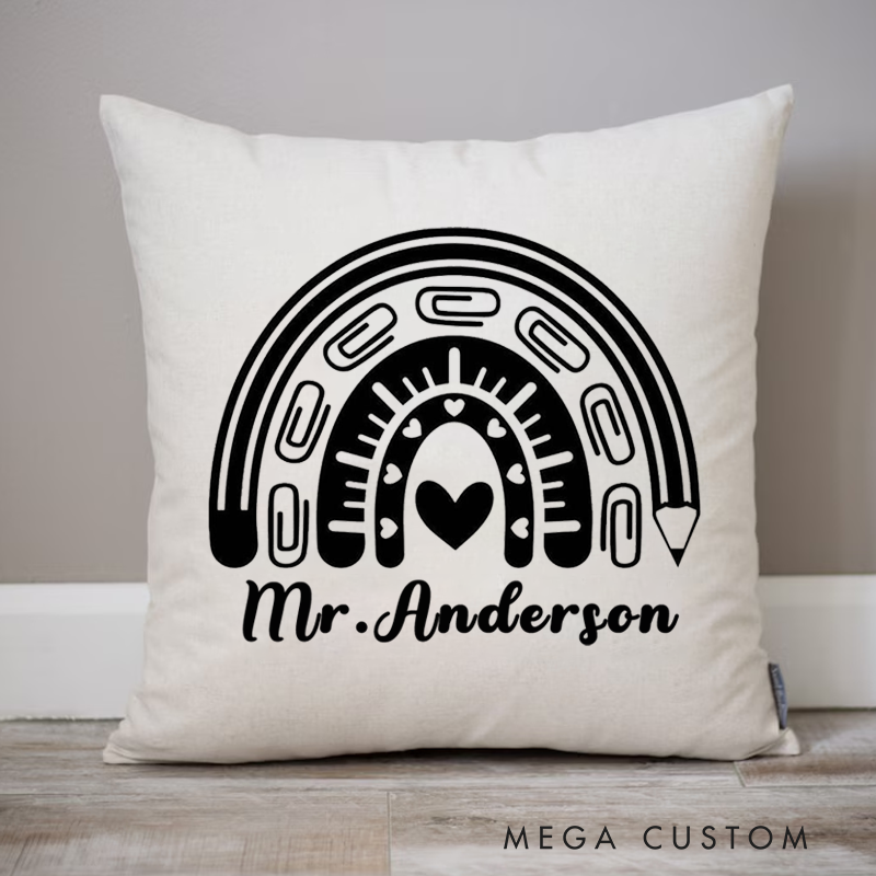 Personalized Teachers Pillow Rainbow Shape Throw Pillow Perfect Appreciation Gift for Teachers