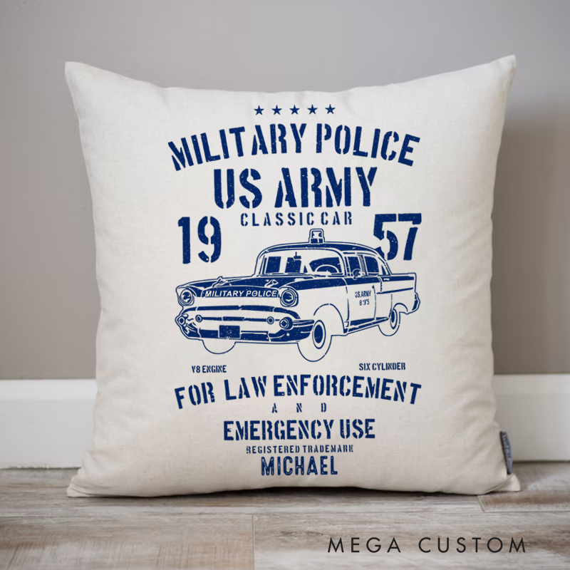 Personalized Policeman Pillow Military Police US Army 1957 for Law Enforcement Emergency Design Appreciation Gift for Policeman