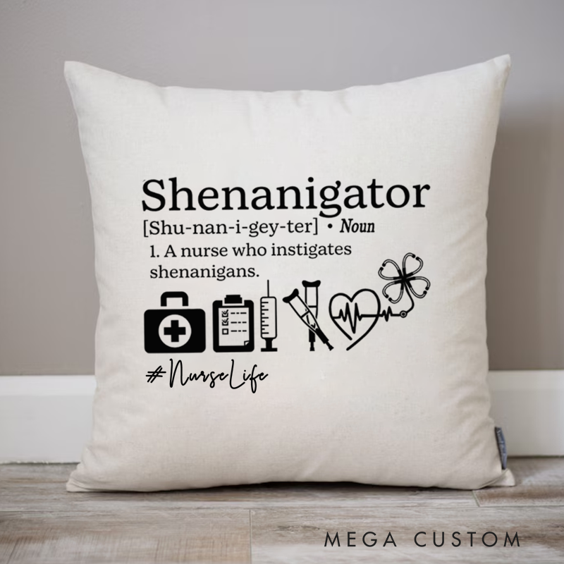 Personalized Nurse Pillow Shenanigator Dictionary Style Definition Throw Pillow Appreciation Gift for Nurse