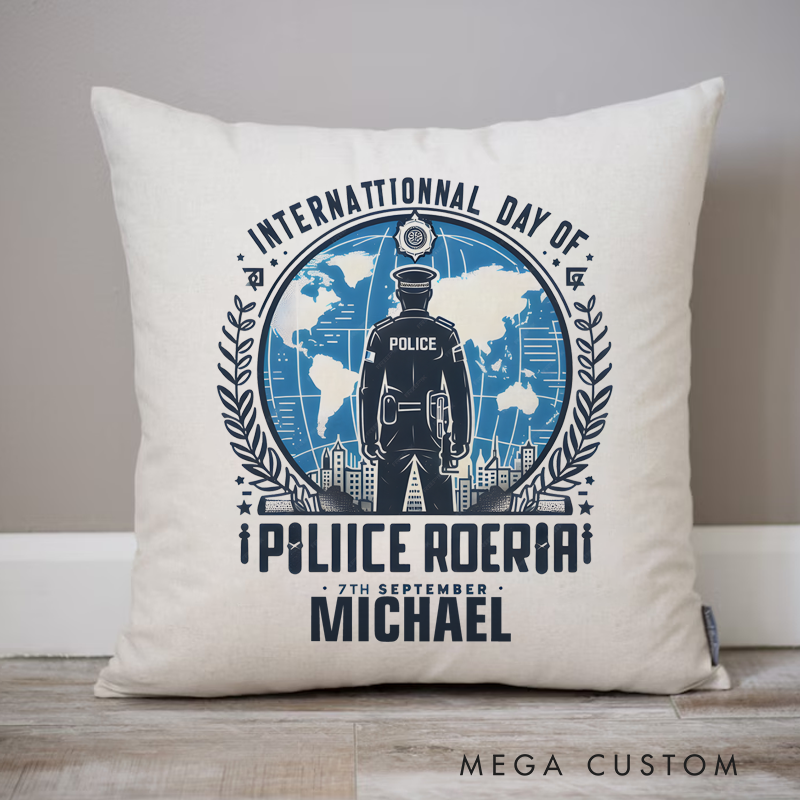 Personalized Policeman Pillow International Day of Police September Seven Appreciation Gift for Policeman