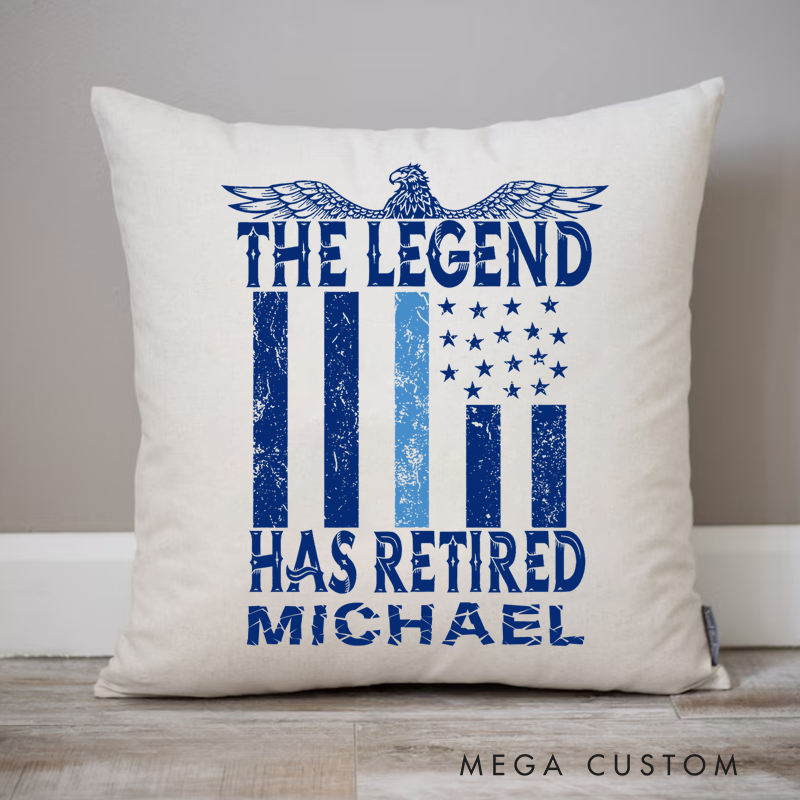 Personalized Policeman Pillow the Legend has Retired Throw Pillow Appreciation Gift for Police Officer