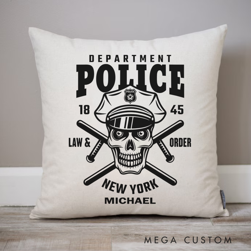 Personalized Policeman Pillow Department Police Law Order Throw Pillow Gift for Police Officer