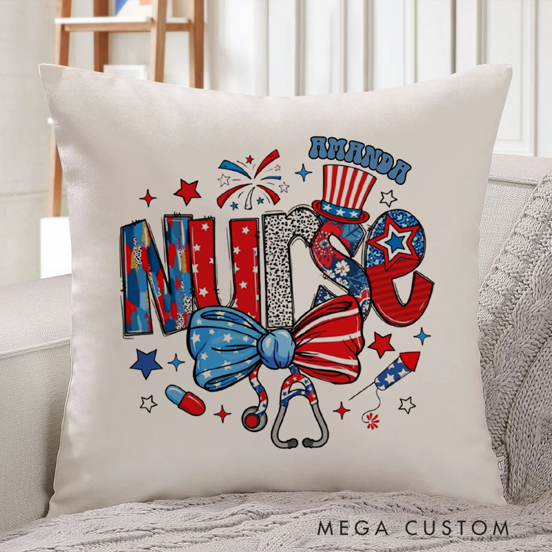 Personalized Nurse Pillow Enhanced with Festive Elements Throw Pillow Appreciation Gift for Nurse