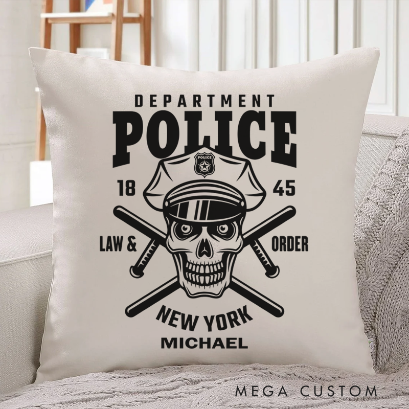 Personalized Policeman Pillow Department Police Law Order Throw Pillow Gift for Police Officer
