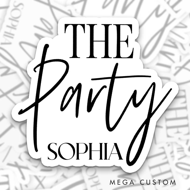 Personalized Handwritten Wife of the Party Sticker Bridesmaid The Party Sticker with Name Team Bride Wedding Sticker Bachelorette Party Sticker