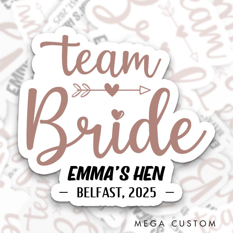 Personalized Bride with Diamond Arrow Sticker Bridesmaid I Do Crew Sticker Team Bride Wedding Hen Party Sticker Bride Squad Bachelorette Party