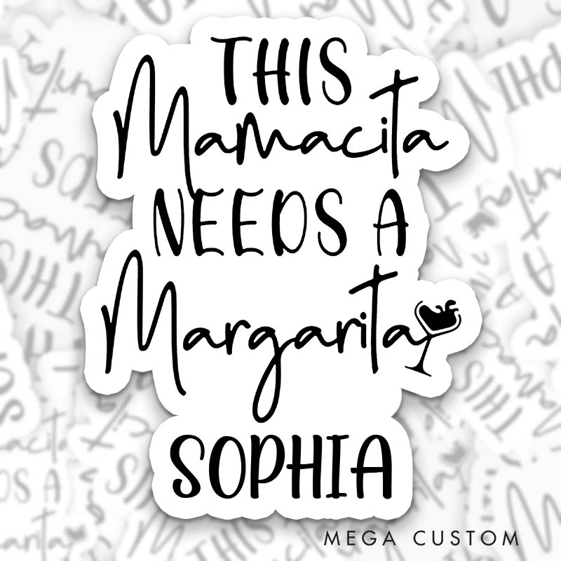 Personalized Bride Drinking Margaritas with My Señoritas Sticker Bridesmaid Hen Party Sticker Team Bride Wedding Party Sticker Bachelorette Party