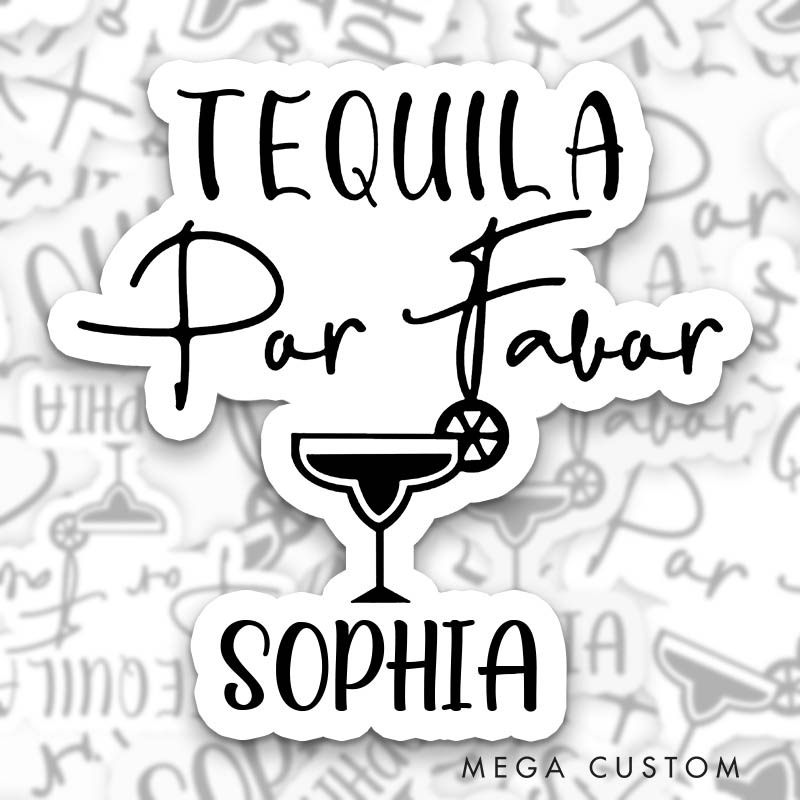 Personalized Bride Drinking Margaritas with My Señoritas Sticker Bridesmaid Hen Party Sticker Team Bride Wedding Party Sticker Bachelorette Party