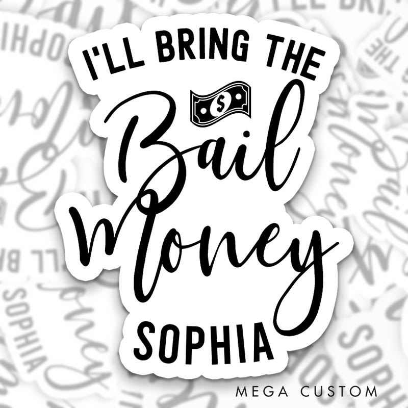 Personalized Bride I'll Bring the Bling Sticker with Name Bridesmaid Hen Party Sticker Wedding Bridal Party Sticker Bachelorette Party Sticker