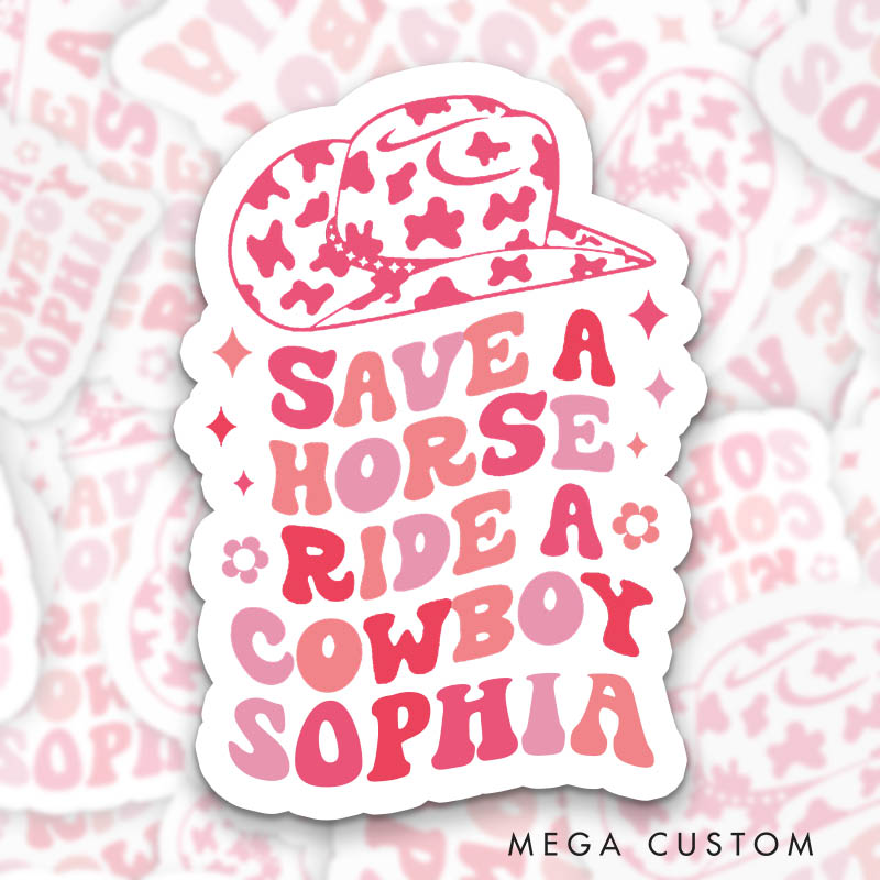 Personalized Pink Cowgirl Bride She's in Love with the Boy Sticker Bridesmaid Bachelorette Party Sticker Team Bride Wedding Hen Party Sticker