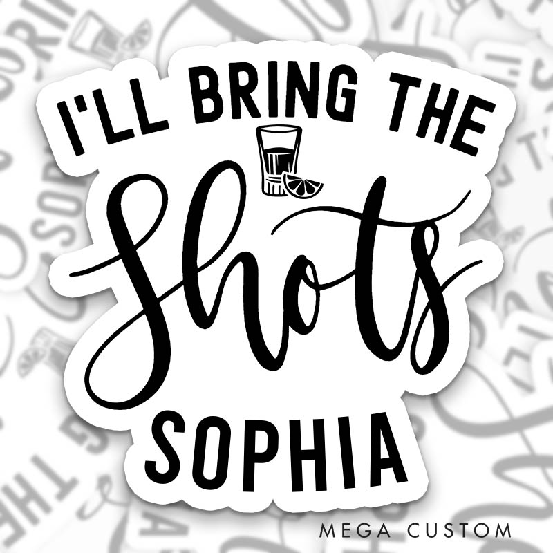 Personalized Bride I'll Bring the Bling Sticker with Name Bridesmaid Hen Party Sticker Wedding Bridal Party Sticker Bachelorette Party Sticker