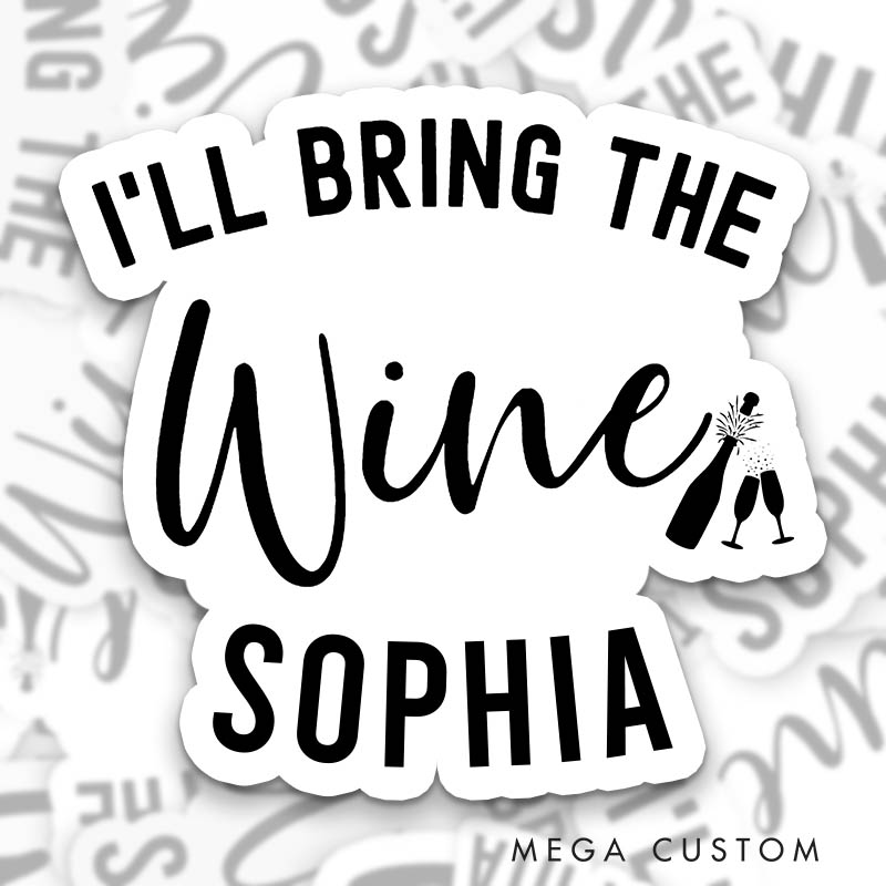 Personalized Bride I'll Bring the Bling Sticker with Name Bridesmaid Hen Party Sticker Wedding Bridal Party Sticker Bachelorette Party Sticker