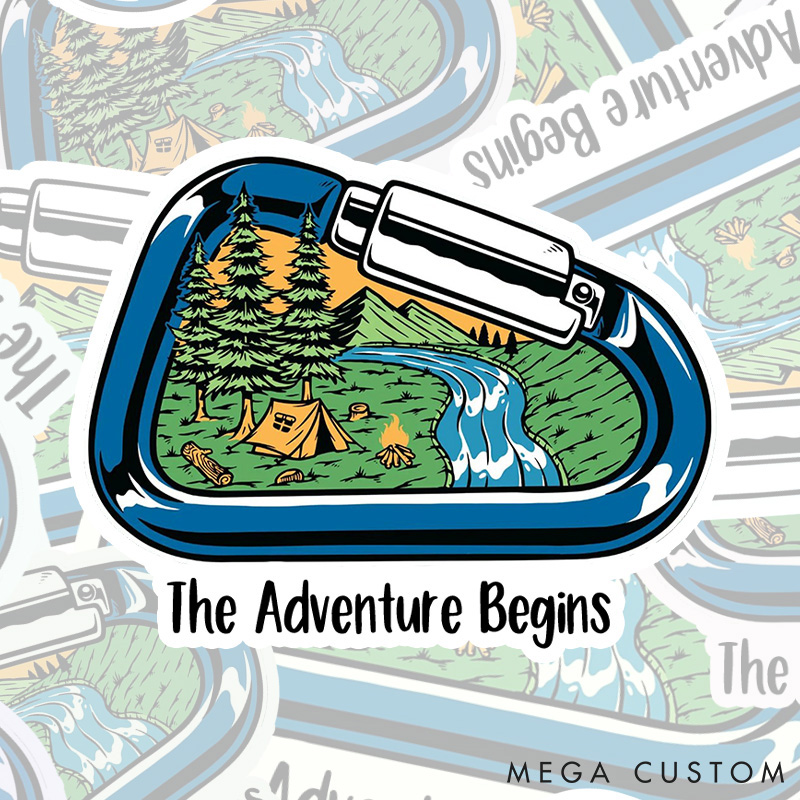 Personalized Carabiner Hiking Sticker Camping Mountain Adventure Stickers for Nature Traveling Outdoors Lover Gift