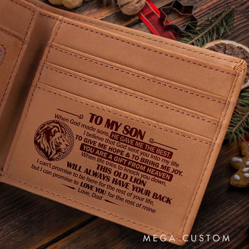 Personalized To My Son When God Made Sons Leather Bifold Wallet with Name Multi Pocket Christian Baptism Birthday Gift for Christians