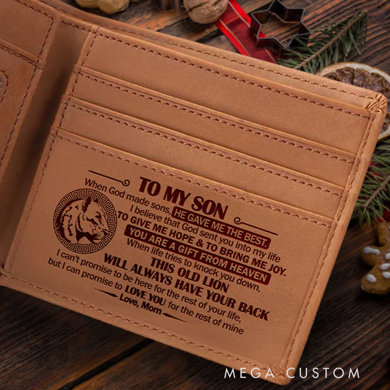 Personalized He Gave Me the Best Leather Bifold Wallet with Name Multi Pocket Christian Baptism Birthday Gift for Christians Confirmation Gift 