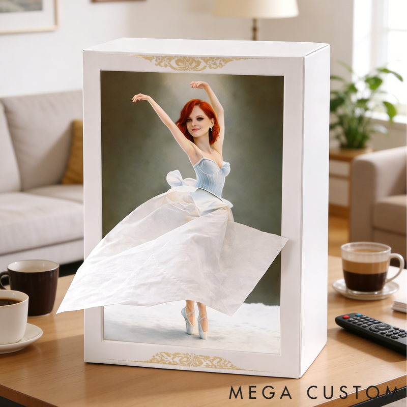 Personalized Graceful Dancer Tissue Box Custom Photo Unique Gift for Dance Lovers Home Decor
