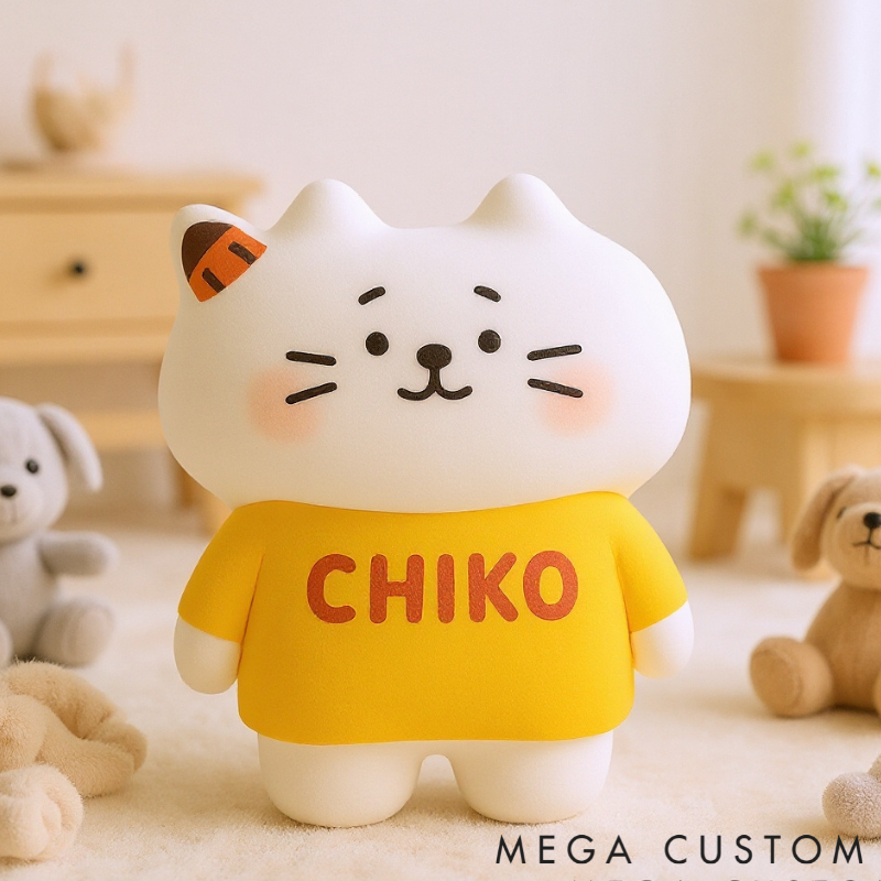 Personalized Cat Thow Pillow Custom Pillow with Name Cute Cartoon Kitty Plush Toy for Kids Cat Lovers Home or Bedroom Decor Gift