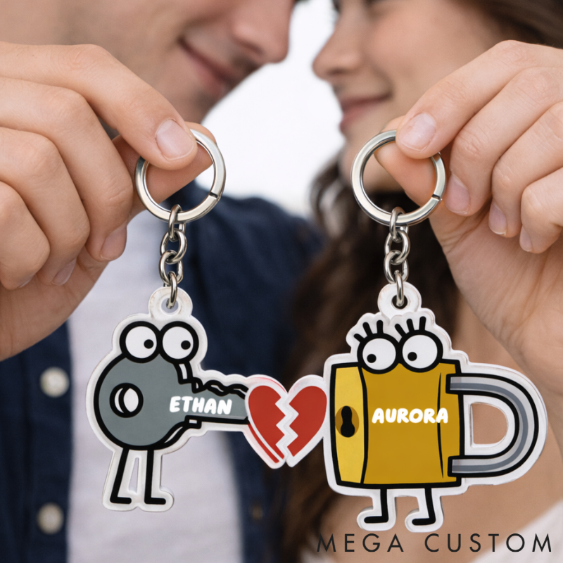 Personalized Matching Couple Keychain Custom Names Romantic Holiday Gift for Couples