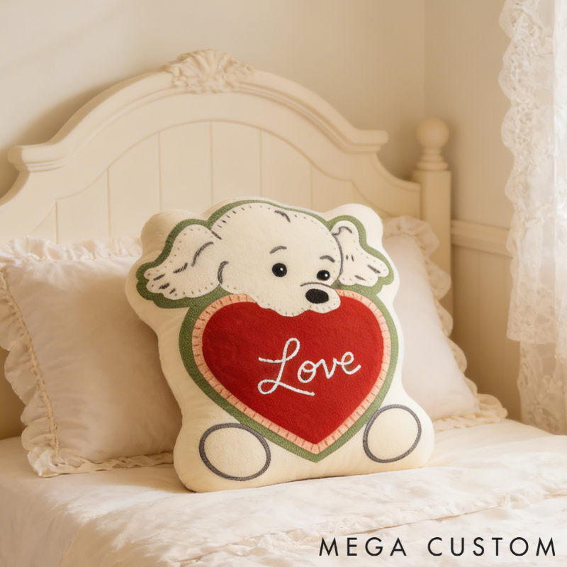 Personalized Cute Dog Throw Pillow Plush Heart Cushion Decorative Gift for Kids Couples and Pet Lovers