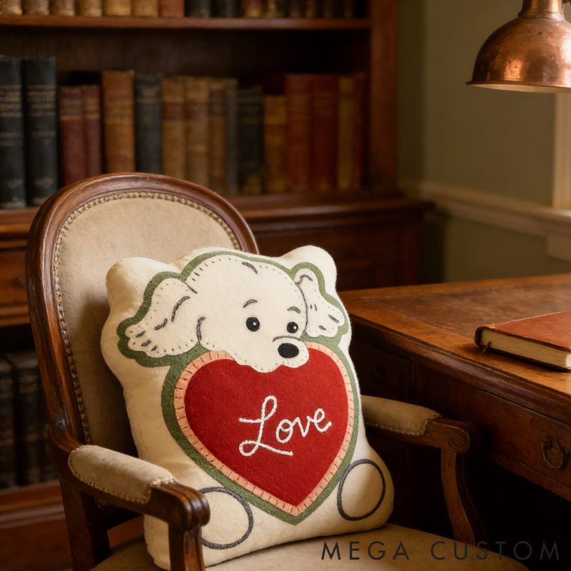 Personalized Cute Dog Throw Pillow Plush Heart Cushion Decorative Gift for Kids Couples and Pet Lovers