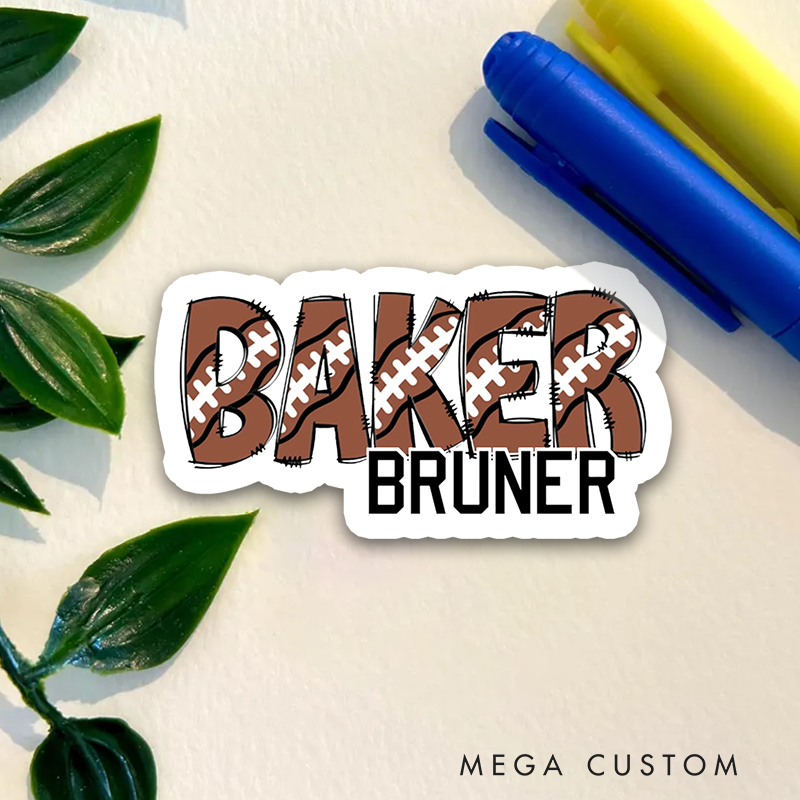 Personalized American Football and Rugby Team Sticker with Custom Name, Water Bottle Sticker