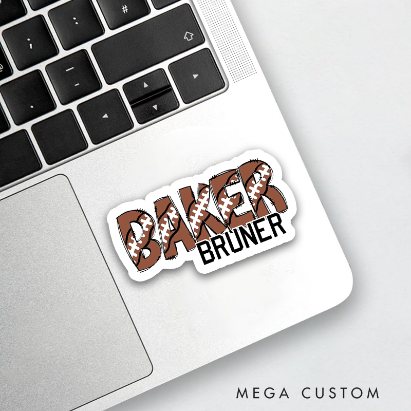 Personalized American Football and Rugby Team Sticker with Custom Name, Water Bottle Sticker