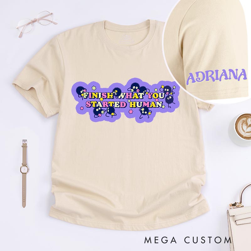 Personalized Anime Classic T-Shirts Finish What You Started Japanese Kawaii Tshirt for Anime Lovers Studio Inspired