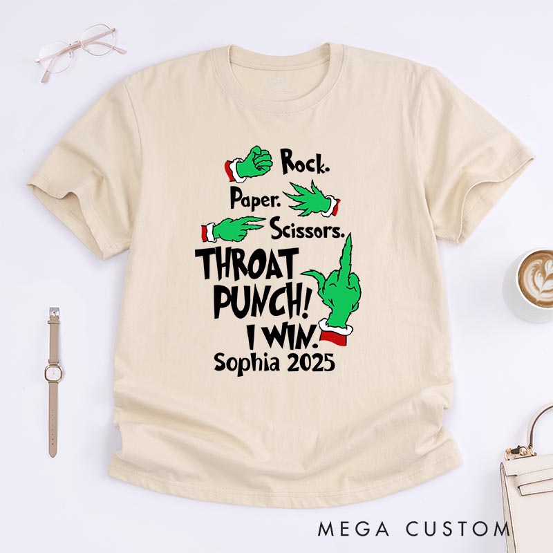 Personalized Throat Punch Funny Christmas Movie Classic T-Shirts Holiday Tshirt Christmas Gift