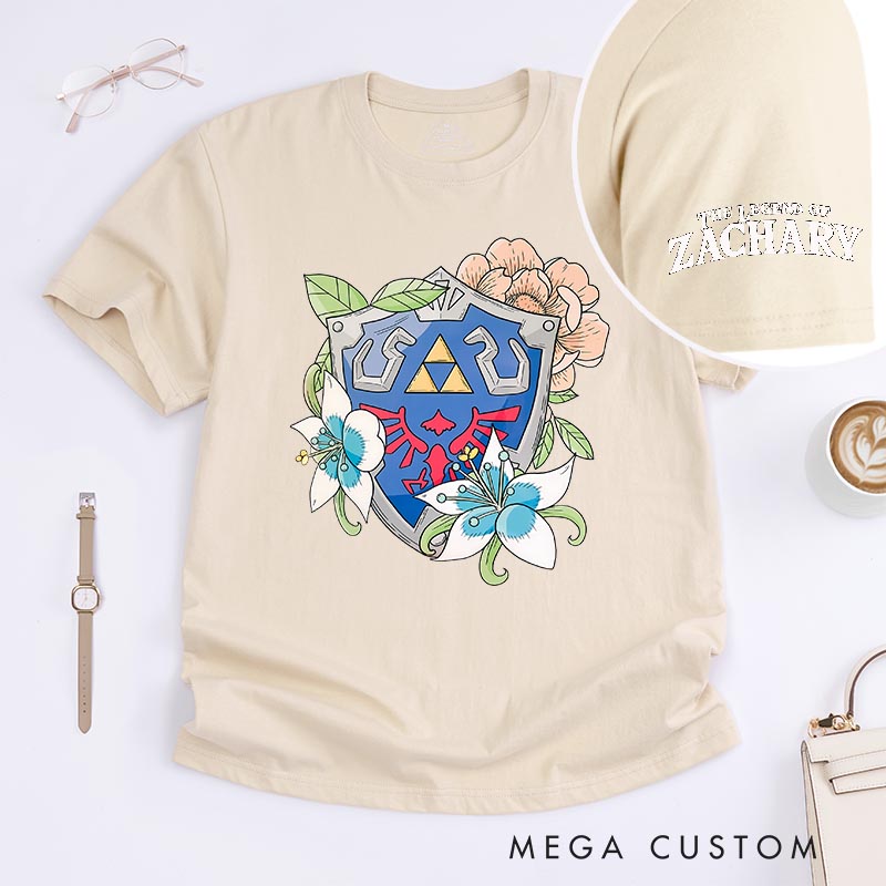 Personalized shield Classic T-Shirts Video Game Tshirt Geek Gaming Nerd Shirt for Him and Her