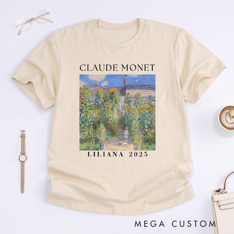 Personalized Claude Monet The Artist's Garden Classic T-Shirts Painting Impressionism Tshirt Artsy Aesthetic Famous Painter Art Lover Shirt