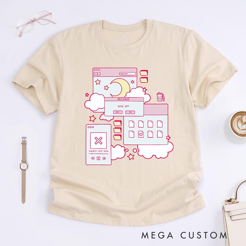 Personalized Kawaii Aesthetic Browser Classic T-Shirts Japanese Vaporwave Manga Comic Tshirt for Anime Lovers