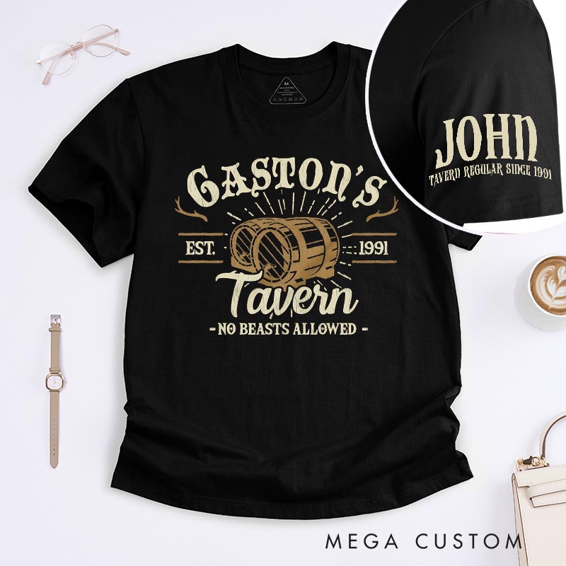 Personalized Gaston's Tavern Classic T-Shirts Princess Magic Movie Tshirt Film Fan Shirt