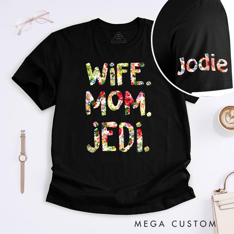 Personalized Wife Mom Jedi Classic T-Shirts Galaxy Tshirt for Mother Wife Movie Lovers for Her Mother’s Day