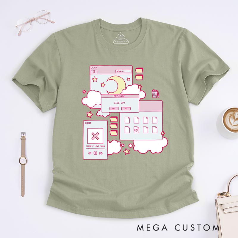 Personalized Kawaii Aesthetic Browser Classic T-Shirts Japanese Vaporwave Manga Comic Tshirt for Anime Lovers