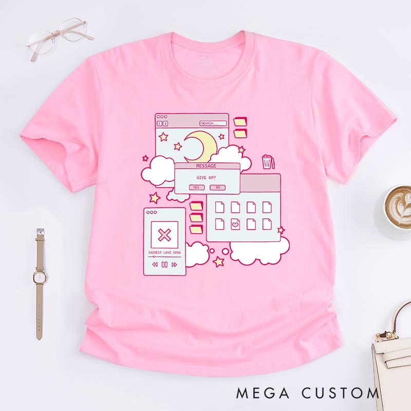 Personalized Kawaii Aesthetic Browser Classic T-Shirts Japanese Vaporwave Manga Comic Tshirt for Anime Lovers
