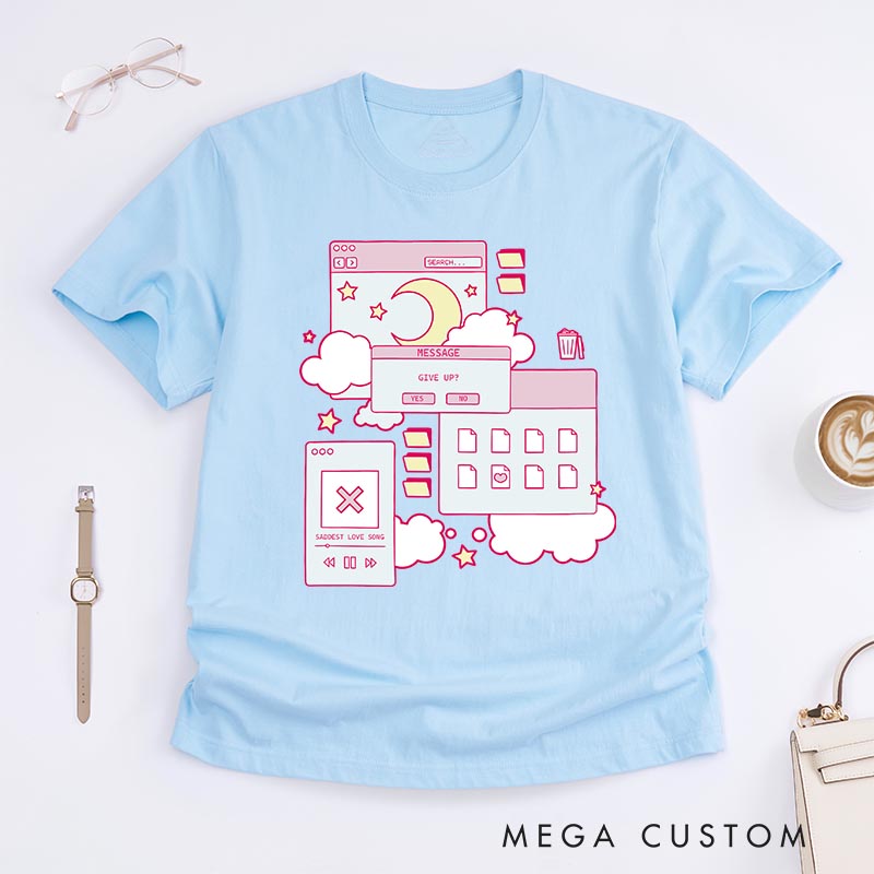 Personalized Kawaii Aesthetic Browser Classic T-Shirts Japanese Vaporwave Manga Comic Tshirt for Anime Lovers